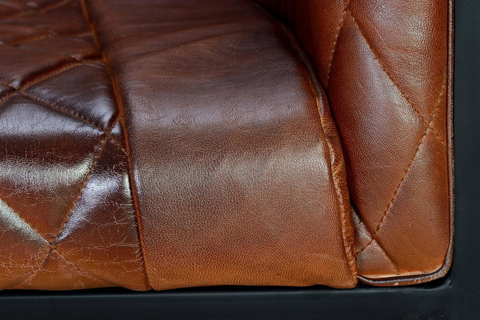 Giner Y Colomer Silla Cuero Natural con Patas de Metal Color Marrón